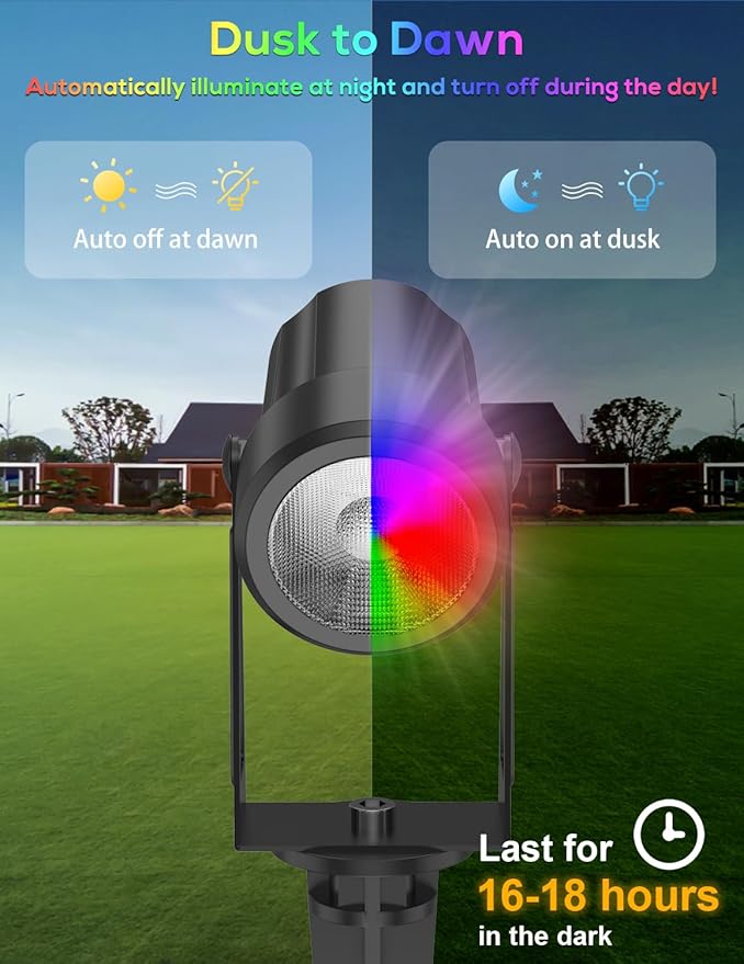ZYAN Solar Color Changing RGB Spotlights with Remote, 12000mAh Separate Monocrystalline Panels & USB-C Powered, Auto On Off, Outdoor IP65 Waterproof for Patio Yard Path (8 Pack)