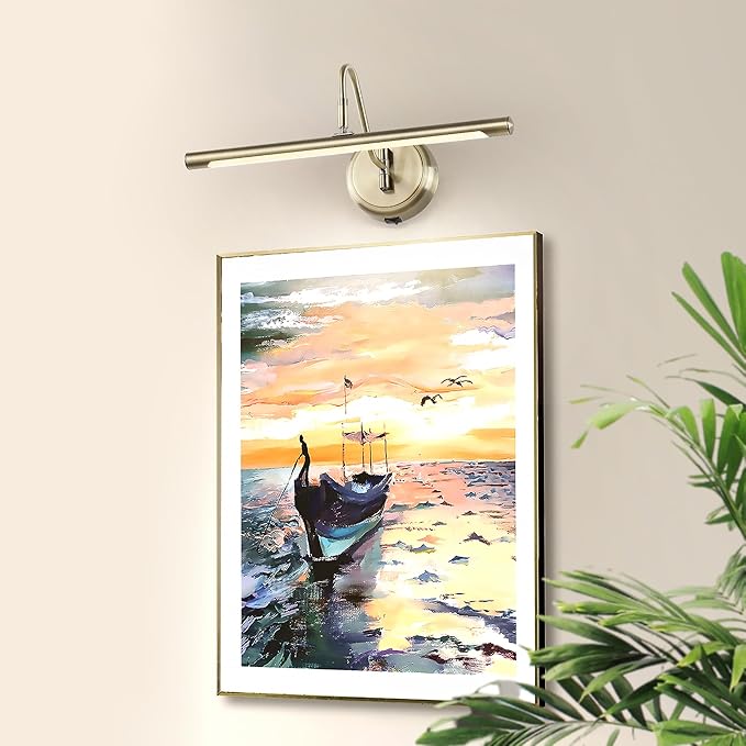 JOOSENLUX Modern Wall Lights Battery Operated Antique Bronze Wireless Picture Lights for Wall 16.5" Inch Dimmable Under Counter Lights for Kitchen with Swing Arm as Canvas Wall Sconce Light CRI95+