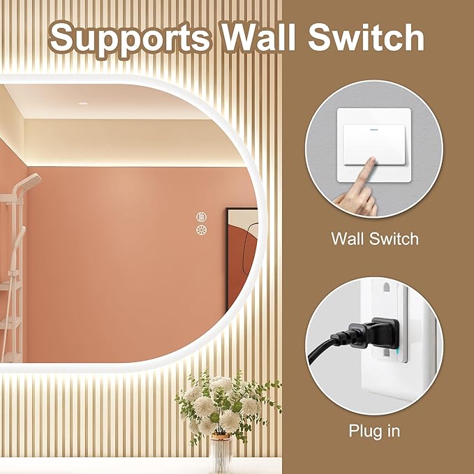 STARLEAD 32"x20" LED-Bathroom-Mirror-with-Lights, Wall-Mounted with Anti-Fog, 3 Color Temperature, Dimmable Brightness, Waterproof, Tempered Glass, Frontlit & Backlit, Oval