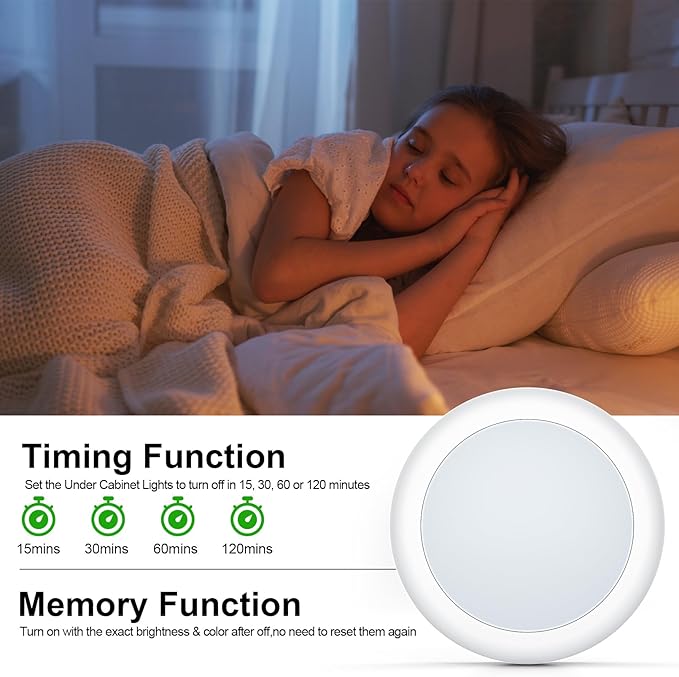 Battery Operated Puck Litghts with Remote Warm Natual Cool White Three Color Wireless Under Cabinet Lighting Push Lights Stick On Tap Lights with Dimmer & Timmer for Bedroom, Closet