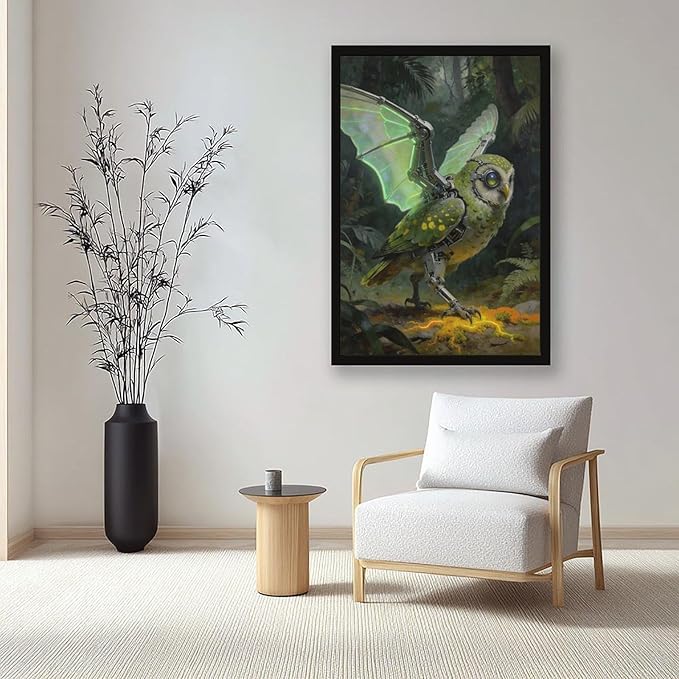 Framed Cyber Fantasy Wall Art for Living Room And Home Office Modern Sci Fi Nature Inspired Decor 20x30in