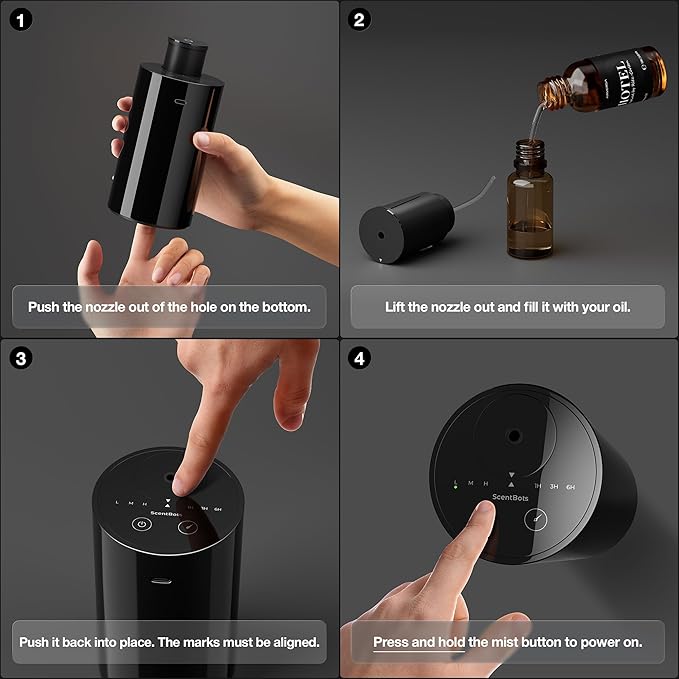Waterless Essential Oil Diffuser Starter Kit with 30mL Hotel Fragrance Oil Inspired by Hilton, Battery Operated Diffuser Oil Machine, Portable Aroma Diffuser for Home Car Office, ANZ-Kit