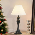 Rechargeable Cordless Table Lamps, Battery Operated Lamp with Fabric Shade for Decor, 3 Color Stepless Dimming LED Table Light, Nightstand Lamp for Nursery, Bedroom, Living Room, Home Office (Black)