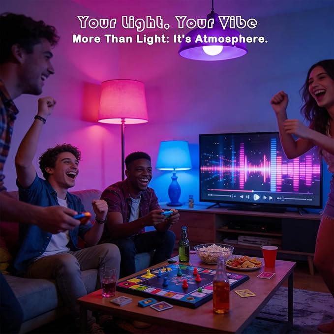 Color Changing Light Bulbs, 5W A19 RGB LED Light Bulbs with Remote Control & Memory Function - 16 Colors, 6500K White, E26 Screw Base, Dimmable Multicolor Light Bulb for Bedroom, Party, Home Decor
