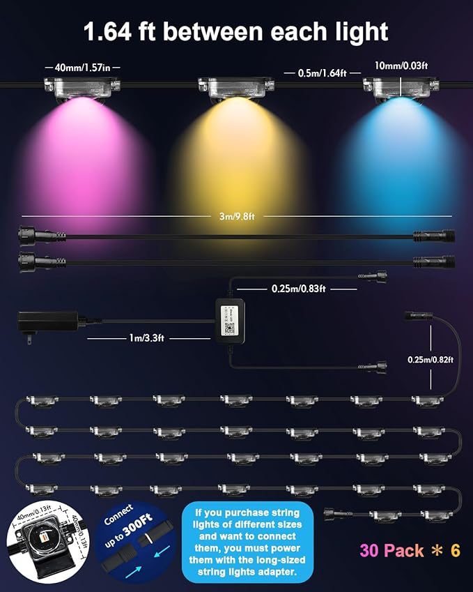 Permanent Outdoor Lights Pro,300ft RGB+IC Smart Outdoor Decor,App/Remote,Christmas,Halloween,Multi Scene Modes,IP67 Waterproof,Eaves Light with Daily & Holiday Party Decor,House Roof Lighting