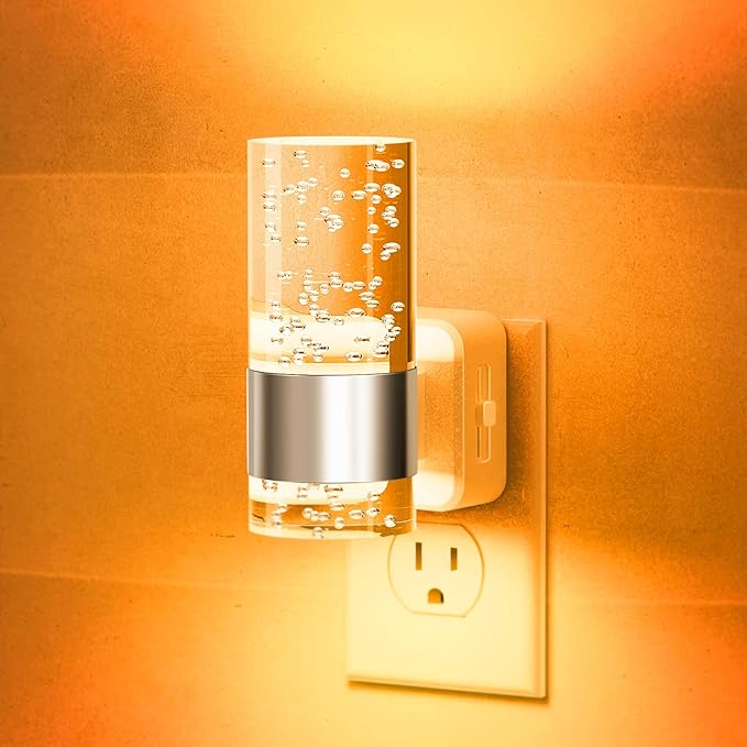 JandCase Night Light, Automatic Night Lights Plug into Wall, Dimmable LED Night Light with Adjustable Brightness, Night Lights Plug in with Auto Light Sensor, Amber for Bathroom Hallway Decor