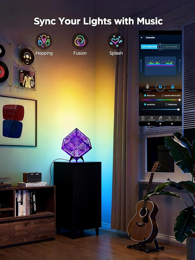 Infinity Hyper Cube LED Table Lamp - Infinity Mirror Light with 100+ Patterns, Music Sync, App Control, Infinite Cube Night Lights for Gaming,Party,Living Room,Bedroom Light Display and More(5Inches)