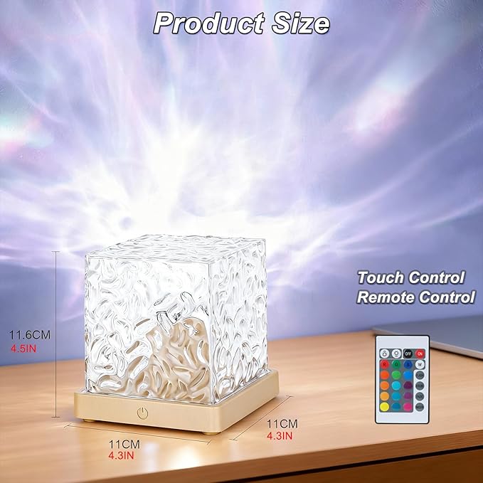 Rechargeable Shower Lights for Inside Shower, 16 Color Ocean Wave Projector Light, Dimmable Rotating Dynamic Water Ripple Light Ocean Lamp for Bedroom Classroom Bathroom Bath Tub Spa