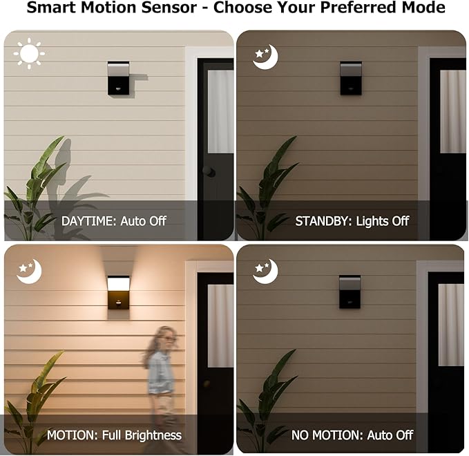 Outdoor Motion Sensor Wall Light Fixture Black LED Porch Light Exterior Wall Mount Sconce IP54 Waterproof for House Garage Front Door Patio,3000K 18W 1800Lumen
