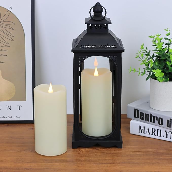 Battery Operated Flameless Candles with Remote Control Timer Flickering LED Candles with 3D Moving Flame Real Wax Fake 3"x 5" Ivory Realistic for Home Wedding, Festival Christmas Party Decoration