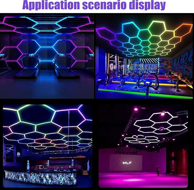 25Pack RGB 5 Hexagon LED Garage/Wall Lights, RGB 358 Kinds of Changes Dimmable Speed-Adjustable DIY Color-Changing Lights