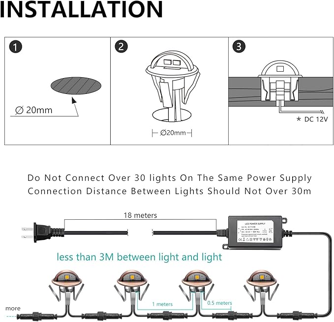 LED Deck Stair Lighting Kit, Low Voltage Patio Deck Lamp IP65 Φ1.38 Indoor Outdoor Wood RGB Multicolored Recessed Yard Garden Patio Step Landscape Pathway Decor Lights, Bronze(RGB, Pack of 10)
