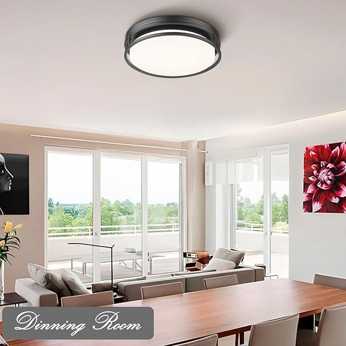 Darkaway Large LED Flush Mount Ceiling Light, 15inch Modern Dimmable Ceiling Lamp 5CCT Dimmable Black Ceiling Light Fixture for Bedroom Kitchen Hallway Entryway