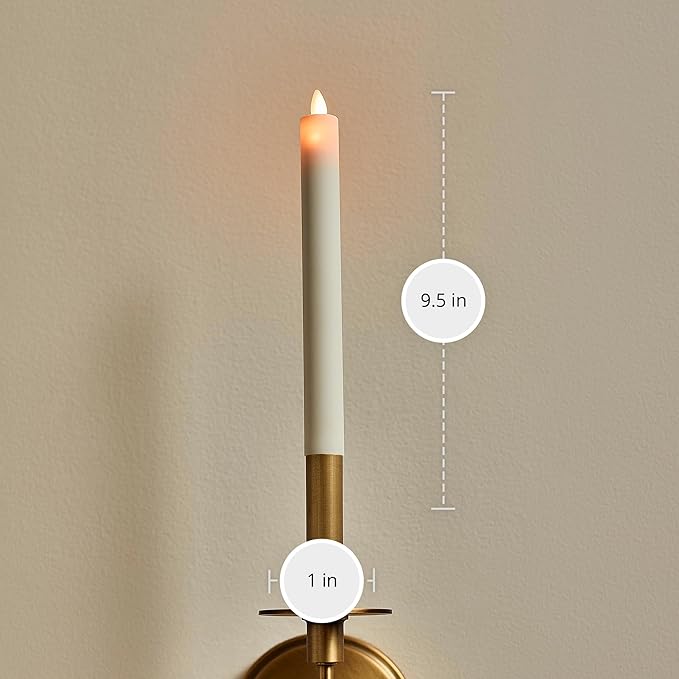 Luminara Pearl Ivory Flameless Candle Tall E12 Taper Bulb Flat Top 1" x 9.5" for Chandeliers, Wall Sconces and Lighting Fixtures
