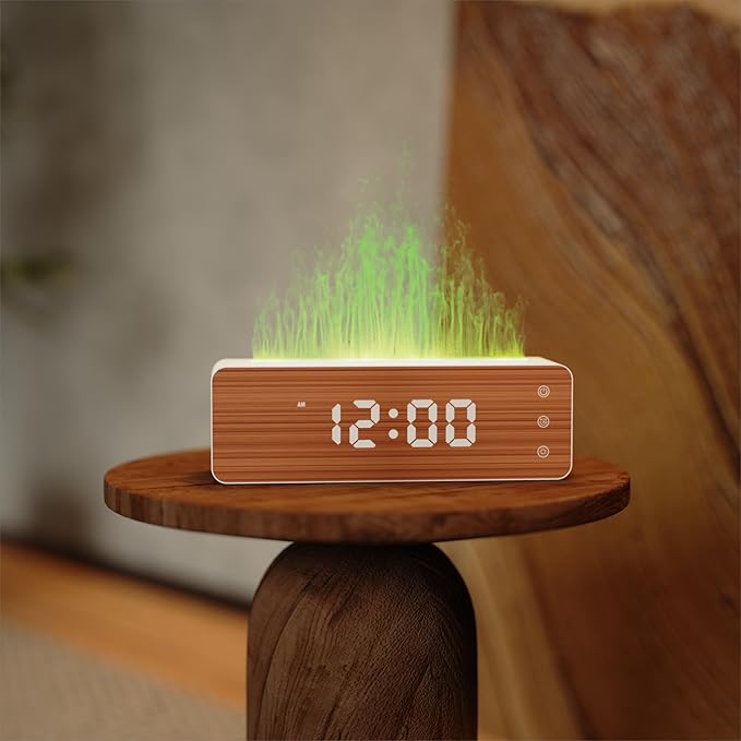 Flame Diffuser Humidifier, 700ml Large Fire Diffuser Humidifier for Desk, Full-Color Adjustable, Time & Humidness Display, 26dB Quiet, Cool Mist Diffuser, Essential Oil Diffuser for Bedroom
