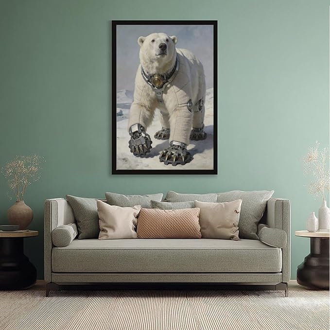 Framed Futuristic Fantasy Wall Art for Living Room TV Wall Modern Tech Style Home Decor 20x30in