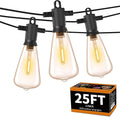 ZOTOYI Outdoor String Lights 25FT, Waterproof IP65 Patio Lights with 13 Shatterproof ST38 LED Bulbs, Outside Hanging Light Dimmable for Backyard, Bistro, Cafe, Garden 2700K Warm White