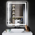 36"x30" LED Bathroom Mirror with Anti-Fog, Stepless Dimmable Lights, 3 Color Modes, Shatter-Proof Tempered Glass,Waterproof Design