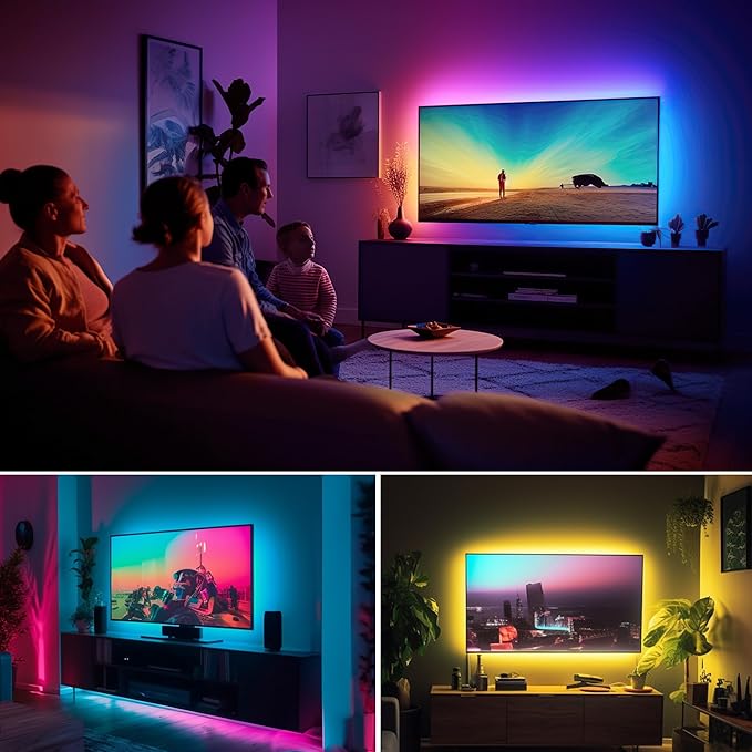 maylit ICRGB TV LED Backlight, 8.2ft Bluetooth LED Lights for TV 24-60in, USB Powered TV Lights Kit with Remote and App Control, Music Sync, Color Change with TV Sound, Bias Lighting for HDTV