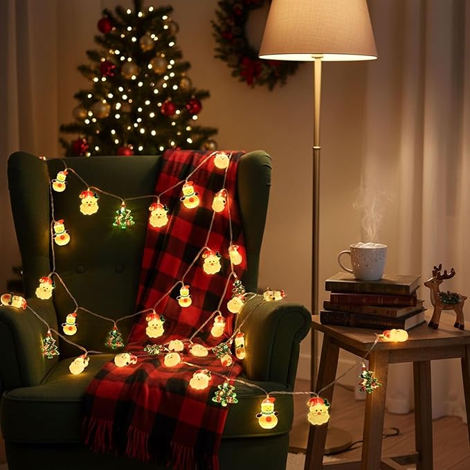 Christmas String Lights,10FT 20LED New Year Lights USB & Battery Operated (Not Included) 2026 Cute Christmas Fairy Lights,2 Flashing Modes for Christmas Tree Decor Indoor Outdoor,Home,Party,Wedding