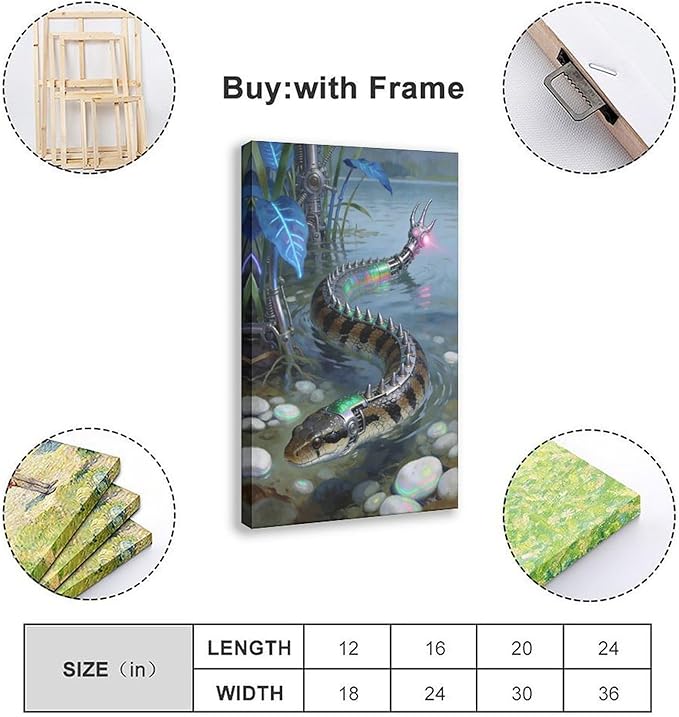 Framed Futuristic Nature Wall Art for Modern Living Room Creative Sci Fi Style Interior Decor 08x12inch(20x30cm)