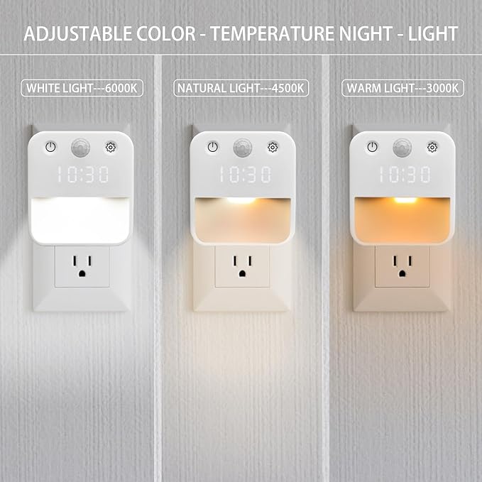 SX.man&sog Motion Sensor Light Indoor,3 Colors Temp Adjustable Motion Light Indoor with Time Display Ideal Night Lights for Bedroom,Kitchen or Bathroom (1 Pack)