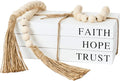 Decorative Books for Home Decor, White Faux Books for Decoration, Rustic Farmhouse Stacked Display Books (Faith, Hope, Trust)