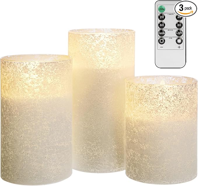 Mingfuxin Flameless Candle with Remote, Battery Operated LED Pillar Fake Candles for Bedroom Birthday Home Fireplace Wedding Halloween Christmas Decorations