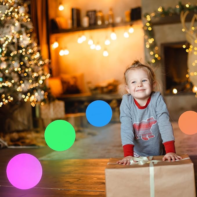 LED Glowing Ball Light, 10-Inch Cordless 16 Color Changing and 4 Light Modes Kids Night Light, Rechargeable and Dimmable Mood Lamp with Remote Control, Perfect for Home Yard Accent Decor