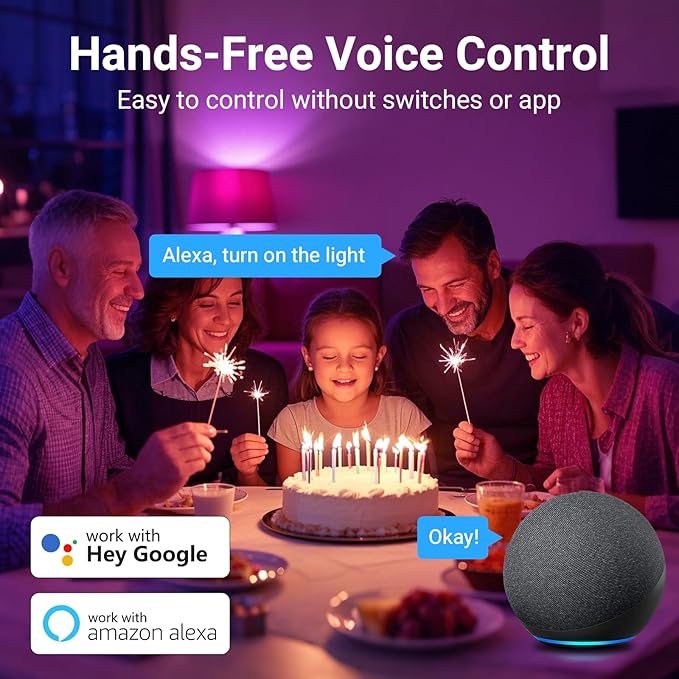 TJOY 10 Pack Smart Alexa Light Bulbs, RGB LED Bulbs Compatible with Alexa &Google Assistant