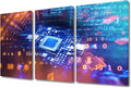 3 Pieces Motherboard Digital Chip Home Decor Information Concept Modern Artwork Wall Art for Living Room Giclee Wooden Framed Gallery-Wrapped Ready to Hang (36" Wx24 H)