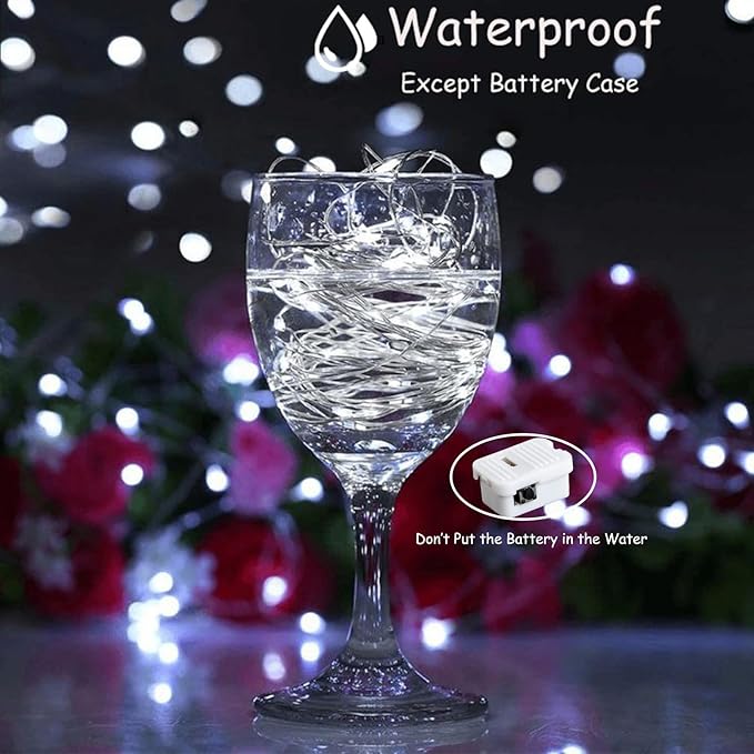 ZGWJ Fairy Lights Battery Operated, 12 Pack White 20 LED 7ft Mini Stirng Lights Waterproof 3 Lighting Modes for Bedroom Decor, Easter, Halloween, Christmas, Party Indoor and Outdoor Decoration