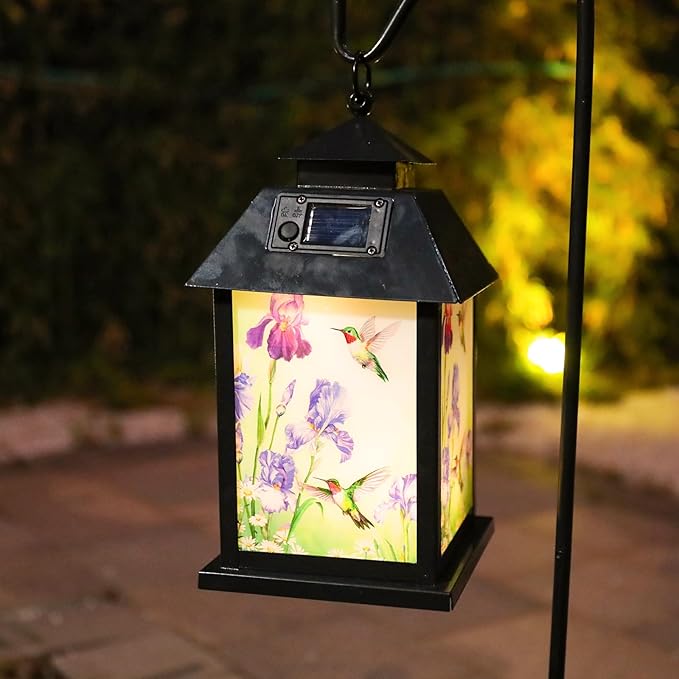 Afirst Solar Lantern Outdoor, Hanging Lights Decorative Hummingbird Outdoor Lighting Waterproof Umbrella Lights for Patio Garden, Table,Party Decor（Included Shepherd Hook）