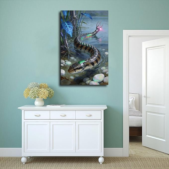 Framed Futuristic Nature Wall Art for Modern Living Room Creative Sci Fi Style Interior Decor 20x30inch(50x75cm)