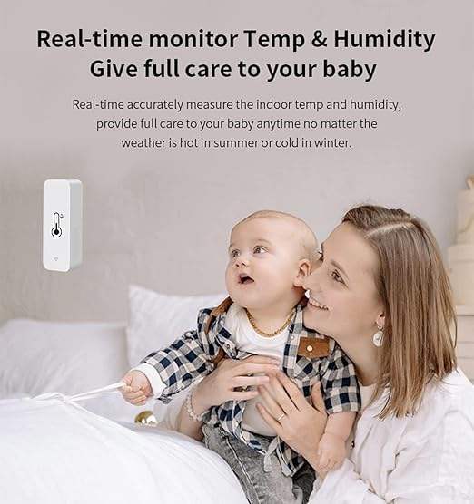 WiFi Humidity Temperature Monitor: Smart Hygrometer Thermometer for Remote Monitor and Alert, High Precision Indoor Thermometer with TUYA App, No Hub Required, Compatible with Alexa (4-Pack)