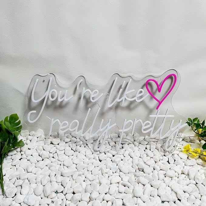 You're Like Really Pretty LED Neon Signs for Wall Decor Neon Wall Art Acrylic LED Lights with Hanging Chain Light Up for Bedroom Decor Graduation Bar Pub Wedding Party 5V USB Powered Dimmable