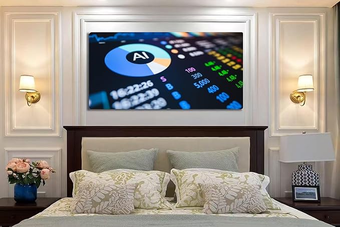 Wibinuki Wall Art Wall Decor Wall Paintings Robotic Fin-tech Ai processing the signal opening or closing the for Living Room Bedroom Bathroom Home Decor Can Be Hung Directly 20"x 40"