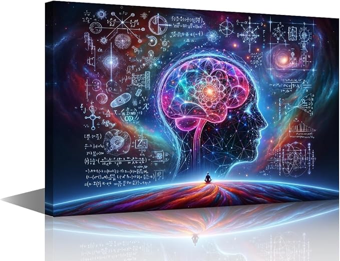 Artificial Intelligence Wall Art Human Brain Surrounded by Data Canvas Painting Futuristic Technology Wall Posters for Bedroom Wall Decor AI Pictures for Living Room Wall Decoration 12"Wx18"Hx1 Panel