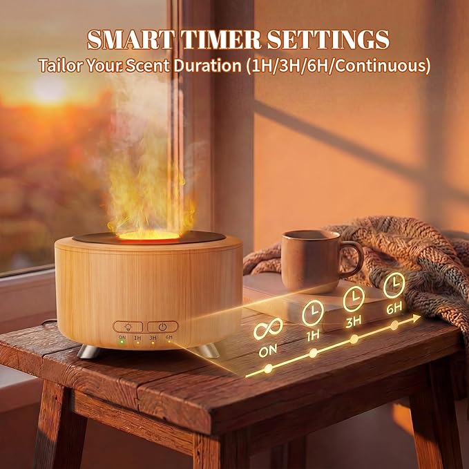 Essential Oil Diffuser for Home, 500 Aromatherapy Diffuser Oil Machine for Office Room Yoga, Aroma Diffuser with Auto-Off Function, 9 Colors LED Night Light, Light Wood