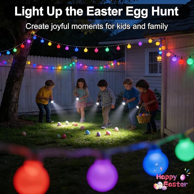 PJT 200 LED Easter String Lights, 66ft Plug in Pastel String Lights with Remote, 8 Modes & Connectable, Easter Tree Decor Lights for Tree Wrapping & Egg Hunt, Indoor Outdoor Garden Fence
