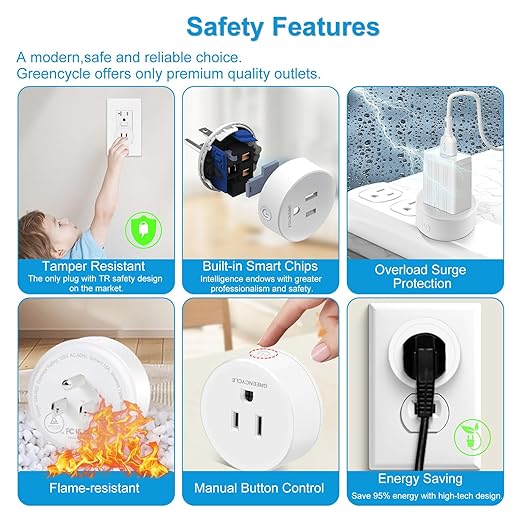 Remote Control Outlet,Greencycle 2 Remote Light Switches and 2 Plugs,Wireless Light Switch,500ft Range,No Wiring Needed,15A/1500W for Household Appliances,FCC Certified,White