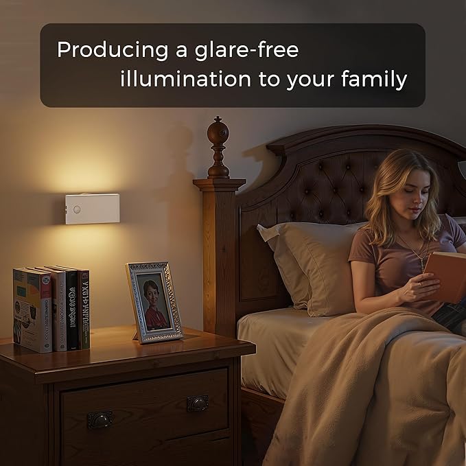 L LOHAS LED Motion Sensor Night Light, Rechargeable Stair Lights Indoor, Portable Warm White Motion Sensor Light Indoor, Battery Operated Night Light for Bedrooms, Stairway & Bathrooms[2 Pack]
