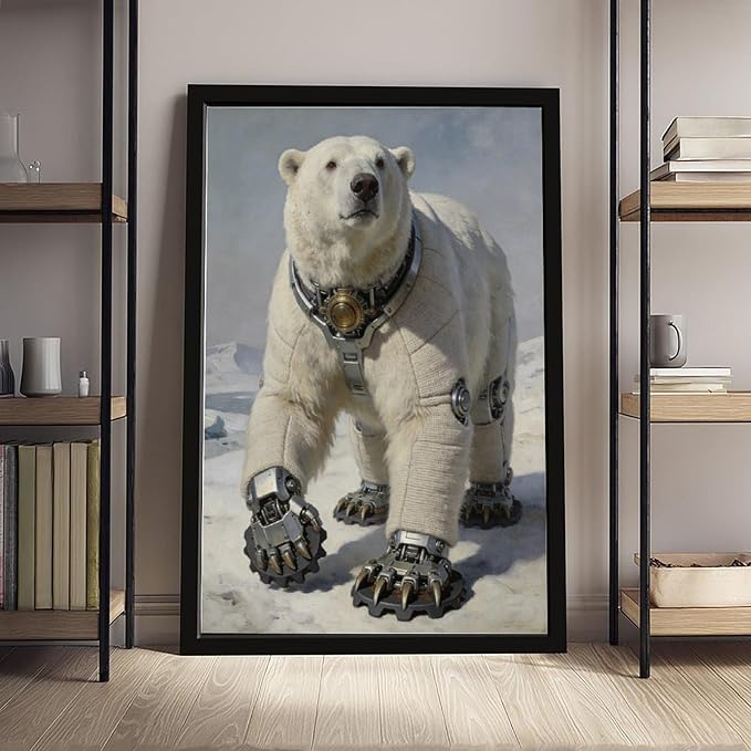Framed Futuristic Fantasy Wall Art for Living Room TV Wall Modern Tech Style Home Decor 16x24in