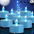 Tea Lights Flameless Battery Operated Candles-50PACK LED Flickering Votive Candle Long Lasting 200 Hours, Realistic and Bright for Seasonal Festive Celebrations Decoration Blue
