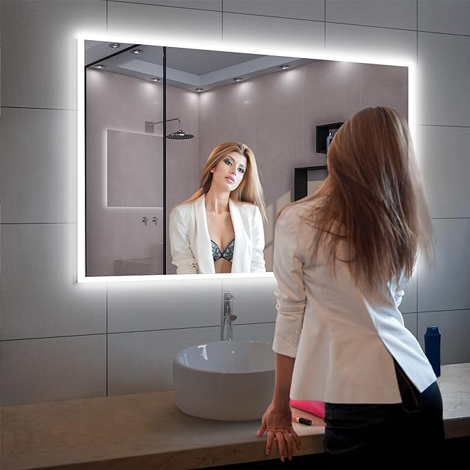Blossom 48"X36" LED Bathroom Mirror with Lights, Front Lit and Backlight, Stepless Dimmable, Anti-Fog, Shatter-Proof Tempered Glass, Memory, 3 Colors Lighting Bathroom Mirrors for Vanity