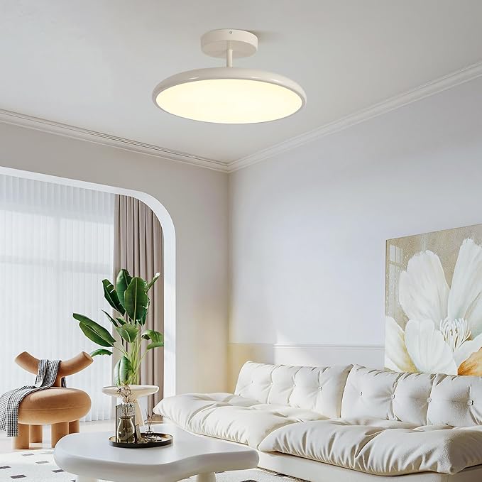 KCO Lighting Cream White Flush Mount Ceiling Light Large LED Kitchen Ceiling Light Modern Hallway Ceiling Lights Mid Century Traditional Ceiling Lighting for Bathroom Stairway