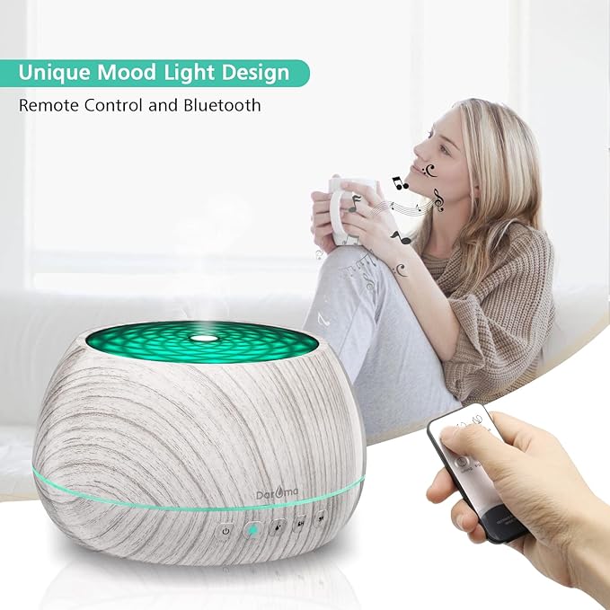 DAROMA 1000ML Essential Oil Diffuser with Bluetooth Speaker & Remote, 2026 Upgrade Aromatherapy Diffuser,Aroma Diffuse with Music Player Function,Humidifier,LED Light in 7 Colors,Home Office Bedroom