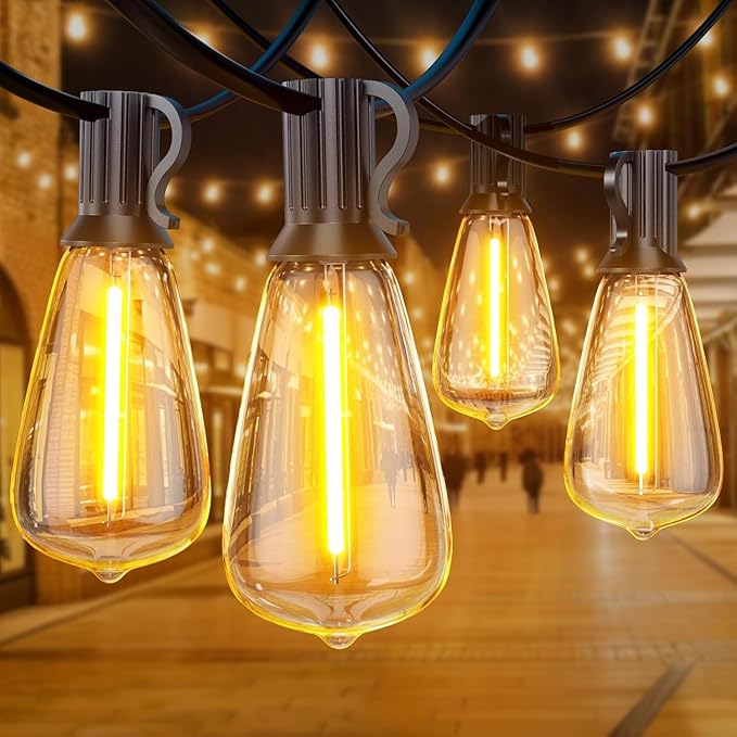 GPATIO Outdoor String Lights, 50FT ST38 Bulbs Shatterproof Patio Lights, Waterproof Dimmable Outside Hanging Light, Connectable LED Outdoor Lights for Backyard, Porch, Party, Garden, Home Decor