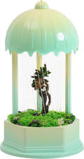 Forest Series Tree Mother Oil Rain Lamp – Gradient Green Sculptural Mood Light & Mossy Display Stand, Healing Nature Goddess Decor with Spirit Birds & Aroma Diffuser (Complete Set)