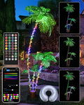 Smart Lighted Artificial Palm Tree 6 Feet for Tiki Bar Outside Patio, RGB Color Changing Christmas Tree 208LED, DIY Light Show, Music Sync Light up Pool Yard Tropical Fake Plant Light Indoor Decor